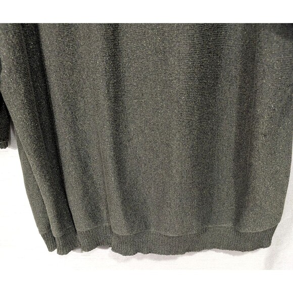 Coldwater Creek Women's 2X Knit Green Gold Sparkly Cowl Neck Top Festive Holiday - Picture 13 of 16